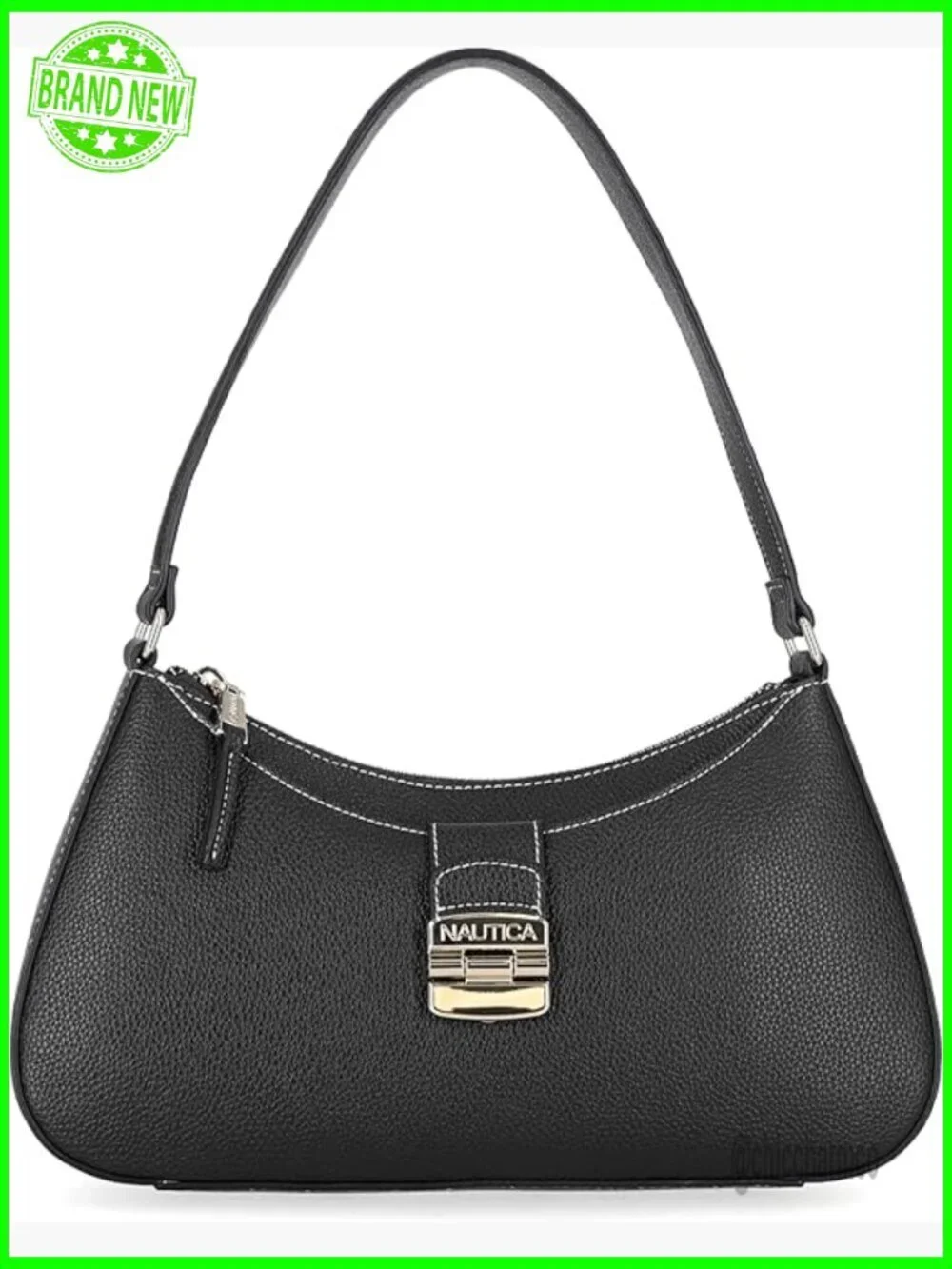 Large Vegan Leather Hobo Shoulder Bag with Zipper and Snap Pockets